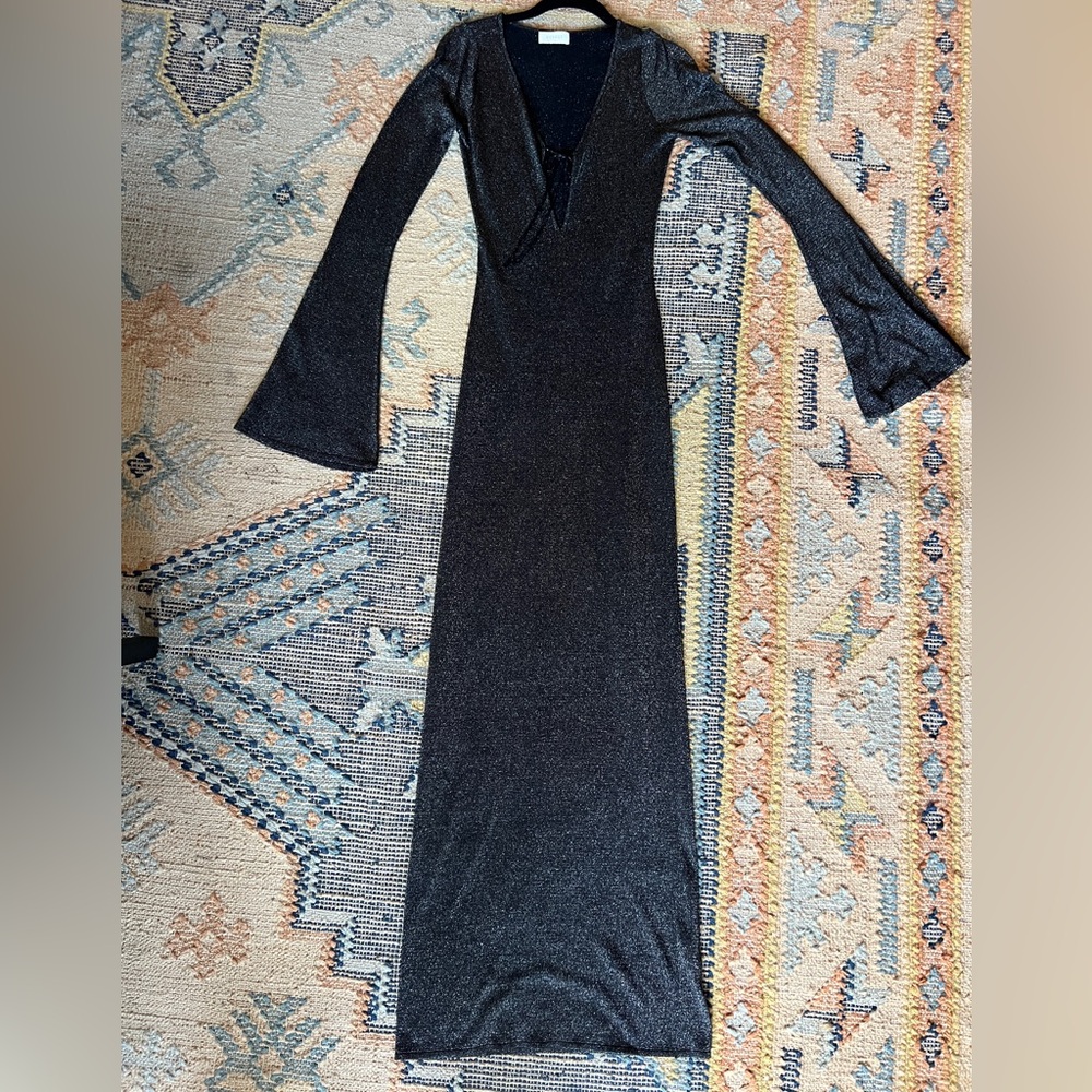 MESHKI Kamila Maxi Dress Deep Silver Shimmer XXS